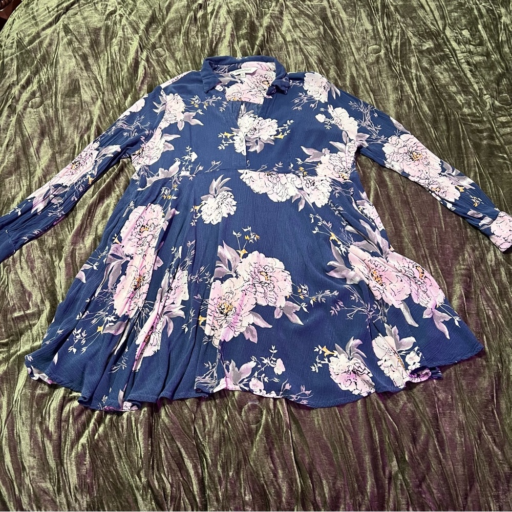 DAVI & DANI Pink and Blue Floral Dress